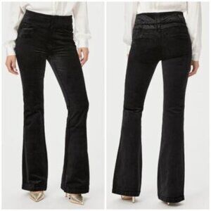 PAIGE Lou Lou High Rise Black Velvet Flare Leg Pants Size 31